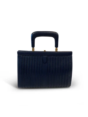 50's Smooth Leather Handbag - 50's Smooth Leather Handbag  -Navy Smooth Leather -Excellent Condition -One Size  Measurements -Width: 26cm -Depth: 8cm -Height: 19cm