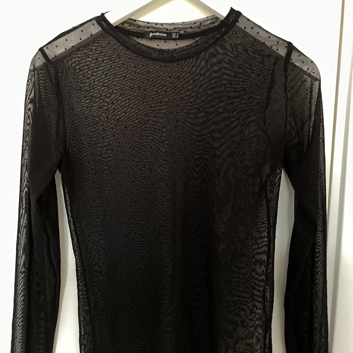 Svart mesh topp långarmad - 91