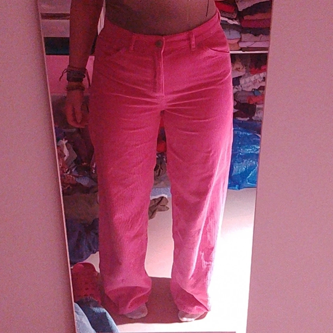 Rosa Baggy Manchesterbyxor - 90