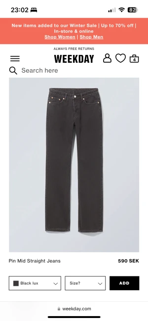 Svarta jeans - Svarta mid Rise jeans från weekday