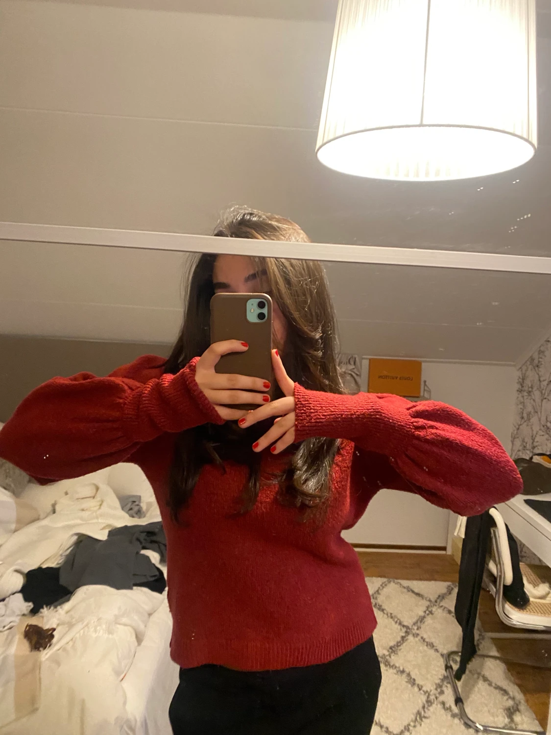 Vinröd stickad - 90