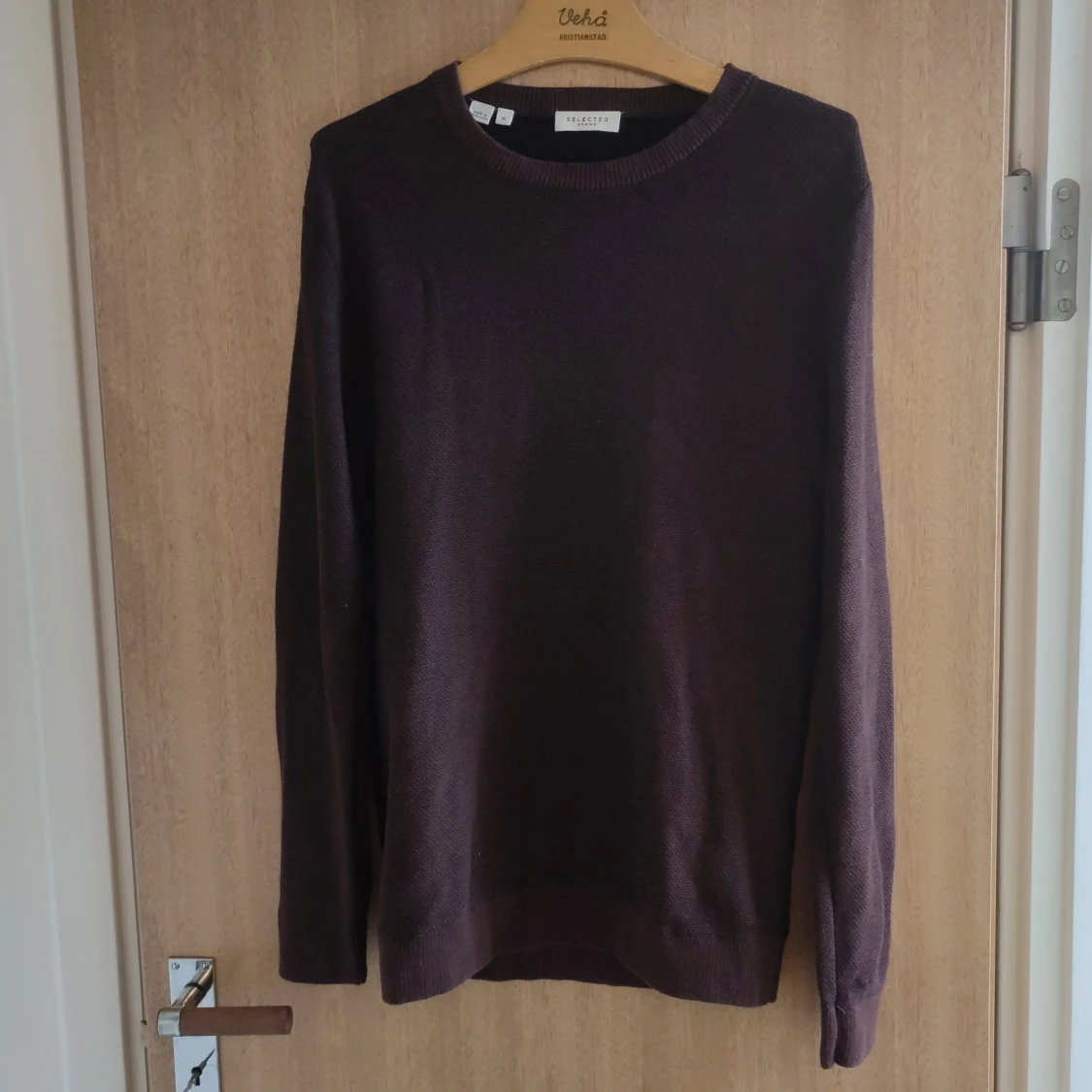 Brun/röd stickad sweater M