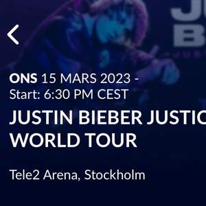 Säljer 1 st ståplats golden circle till Justin bieber i Stockholm 15 mars 2023, säljes pga jag ska flytta till USA i juli i 1 år så missar tyvärr den! Bara att skicka meddelande vid frågor💜