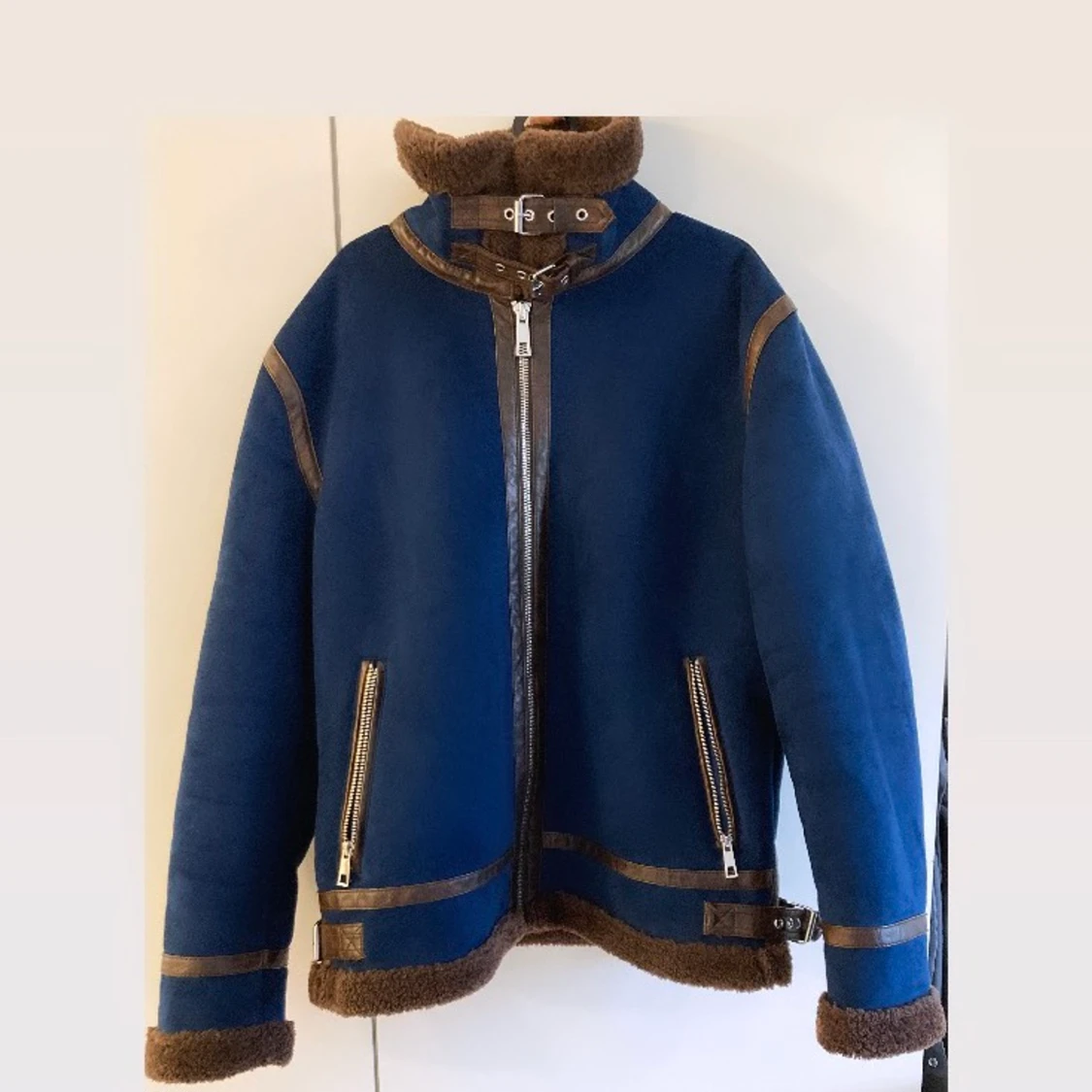 Snygg vinterjacka i mörkblått och brunt från Zara, herr strl L (42) - 90