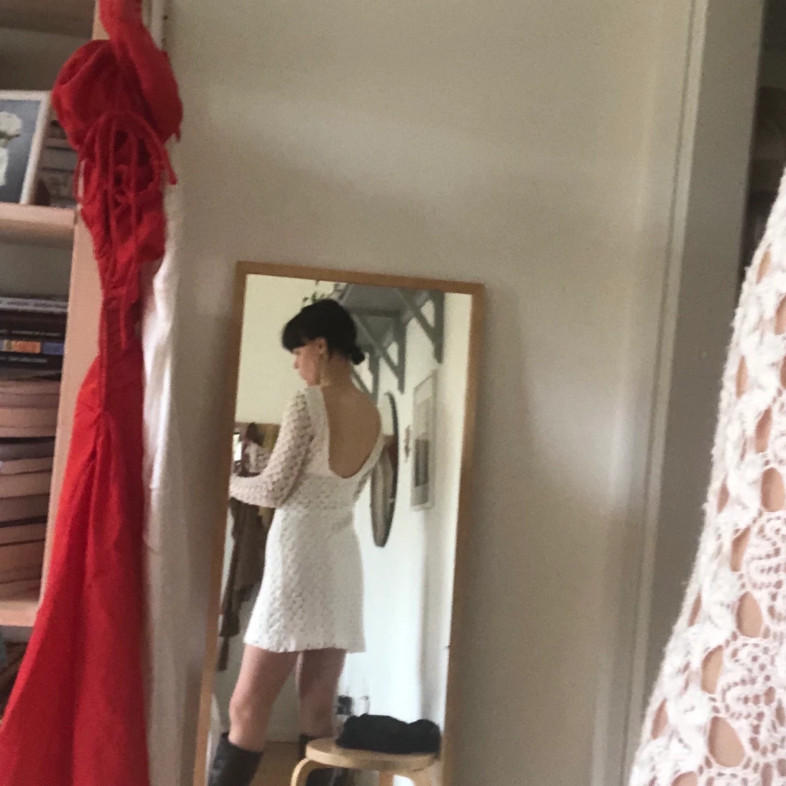 Vit virkad klänning  - 91