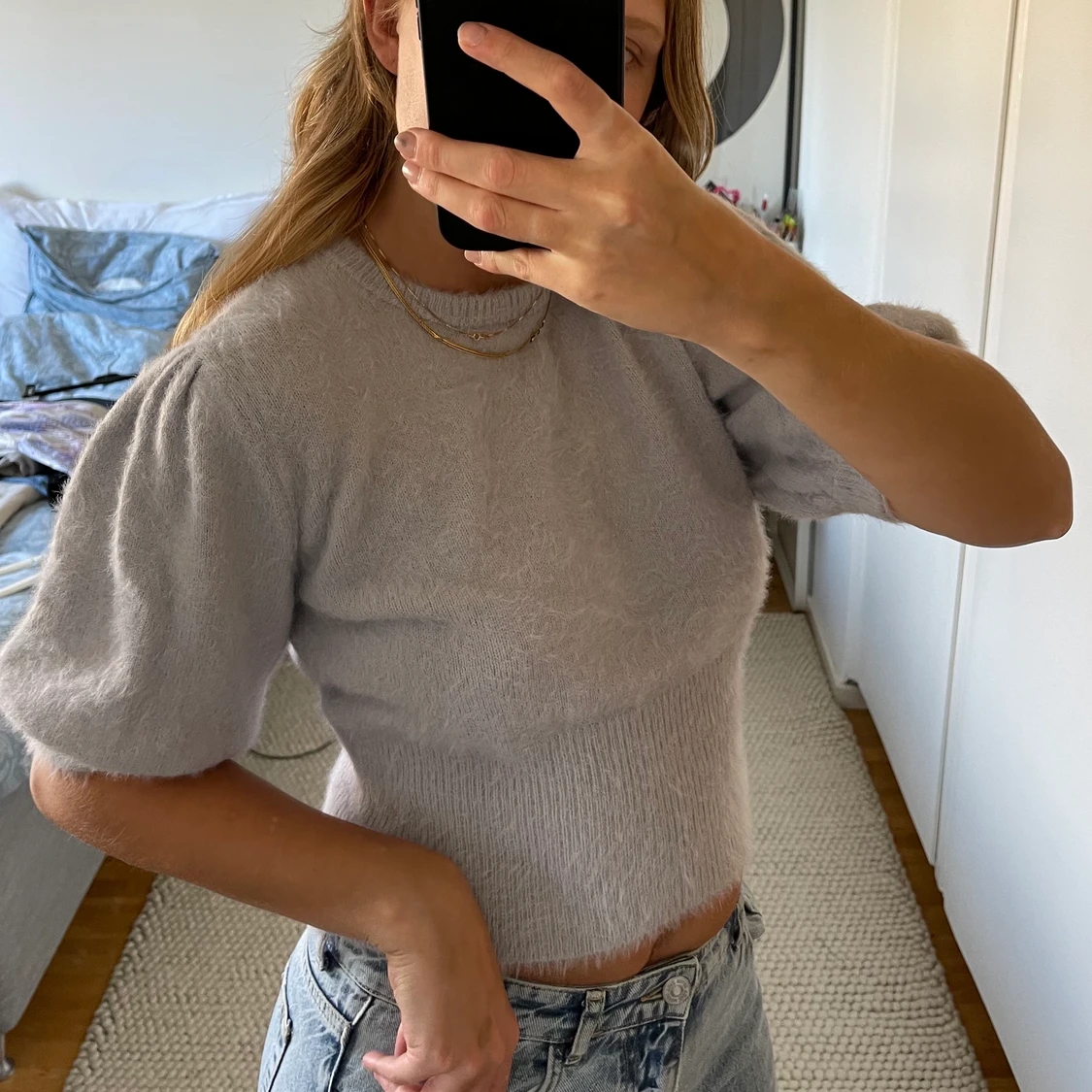 Stickad fluffig lila tröja från Zara - 90