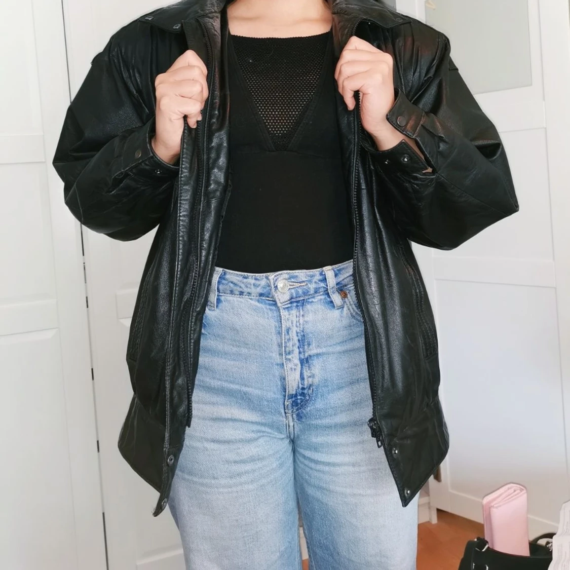Svart läderjacka - 91