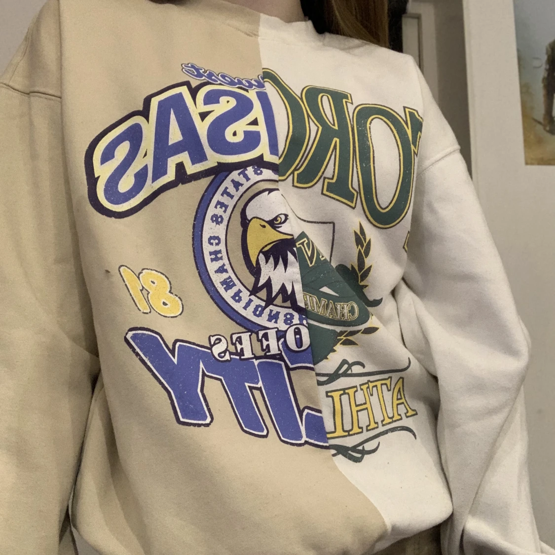 Tvåfärgad tjocktröja - 90