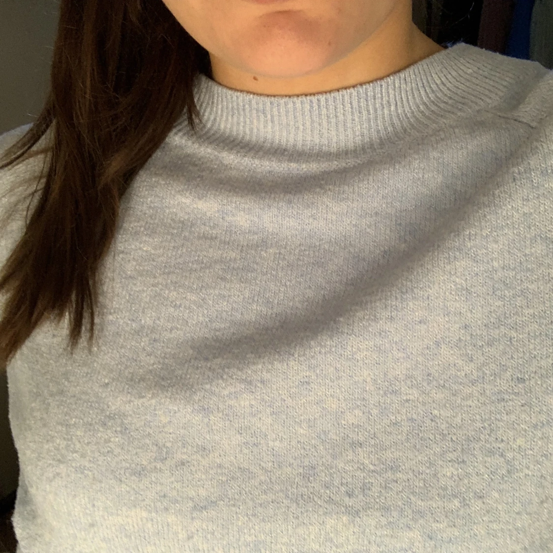 Blå stickad tröja - 90