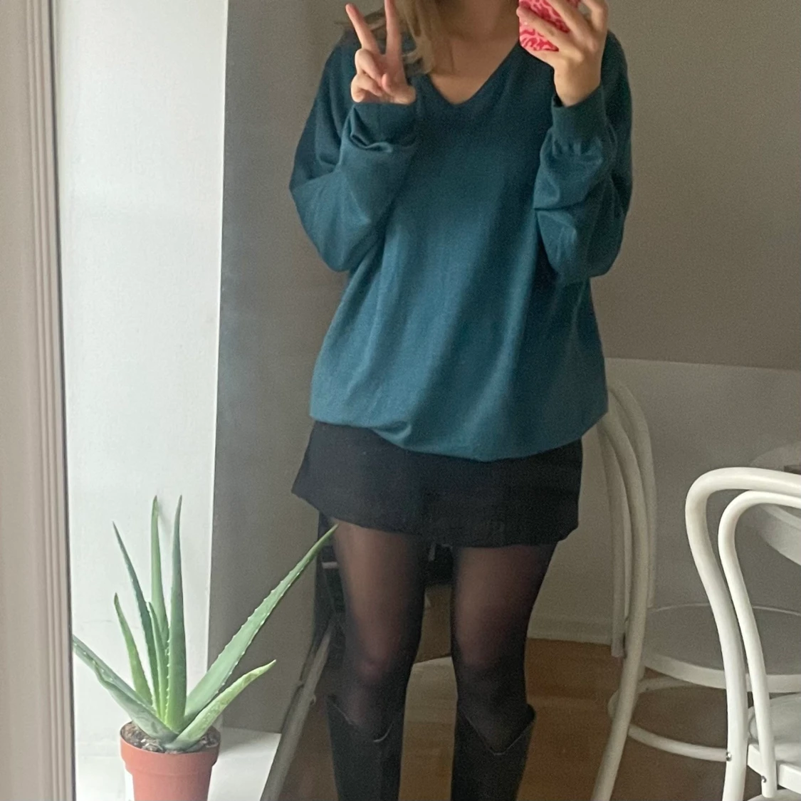 Mysig Oversize Tröja i Turkos / Blå - 91