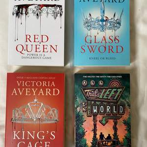 Hej hallå, säljer boken All that’s left in the world. Är precis som ny och oläst. Tyvärr så är Red Queen böckerna sålda. 60kr för boken. 