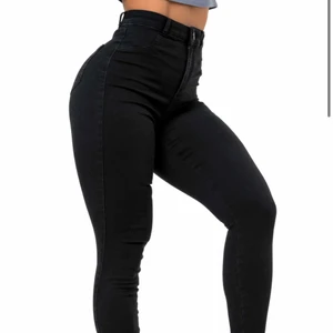 Fit jean svart - Skinny jeans, high waisted, black jean, elastisk 