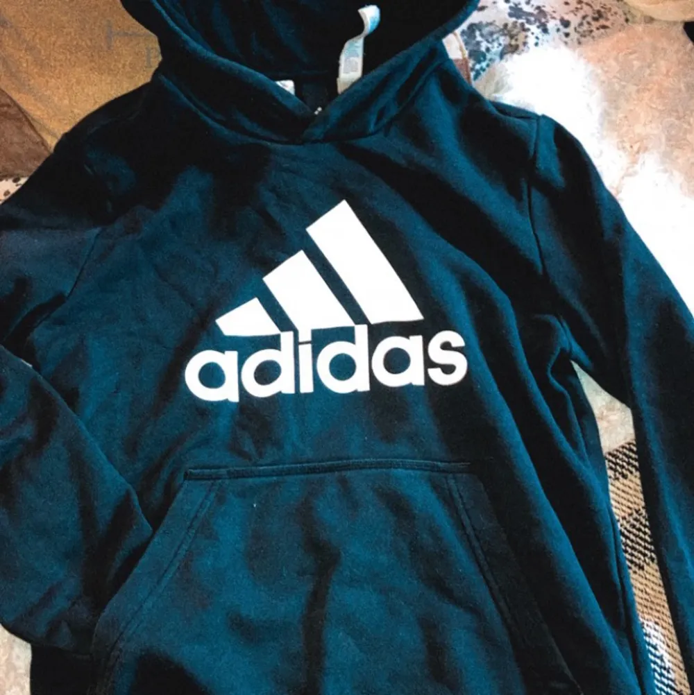 Adidas hoodie i st US - L tror de skall motsvara S , men den är rätt liten så skulle säga XS/S. En vanlig hoodie som är skön och bekväm. Nästan aldrig använd.. Hoodies.