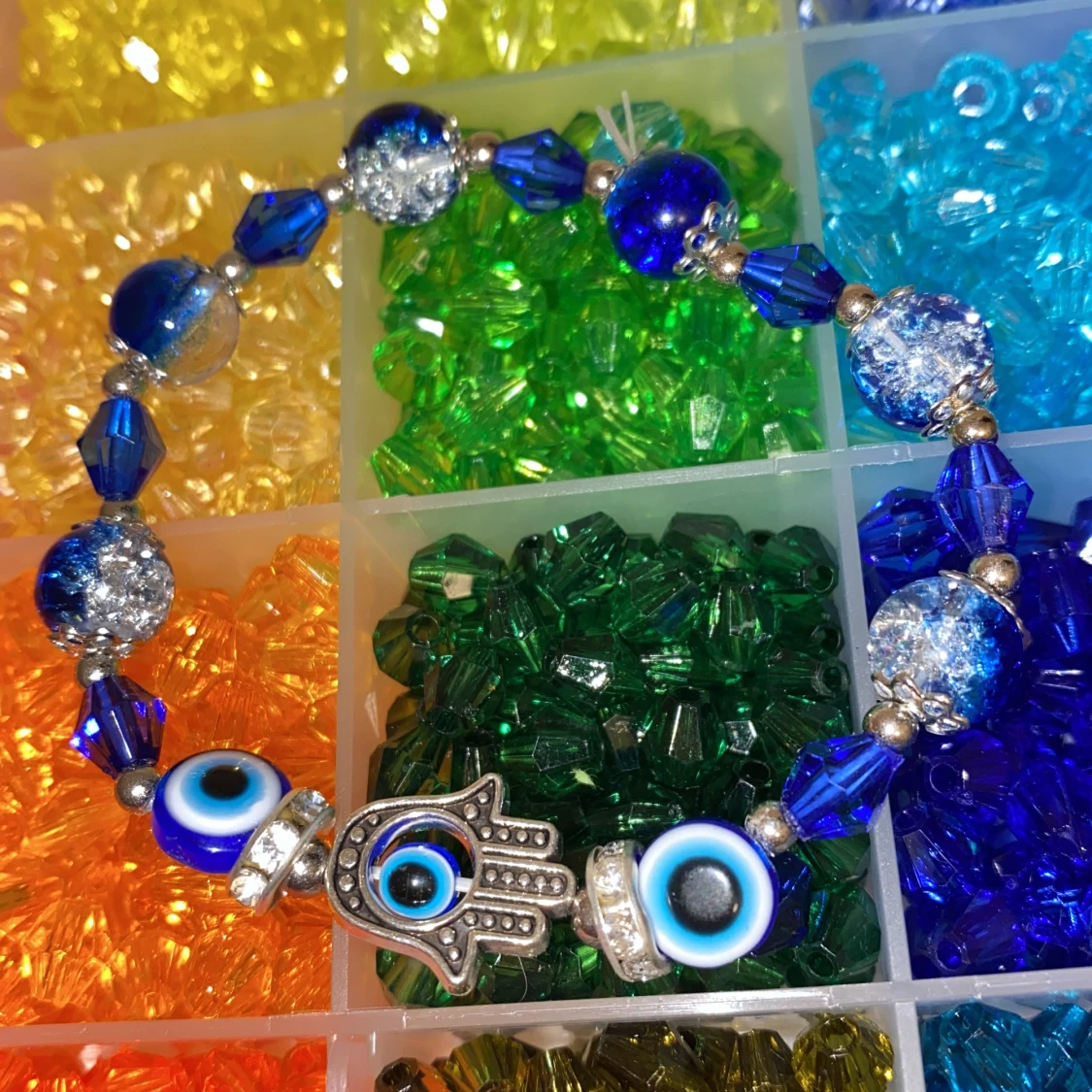 Blå evil eye armband  - 90