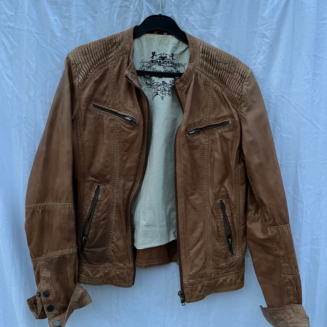 Äkta läderjacka brun! - 90