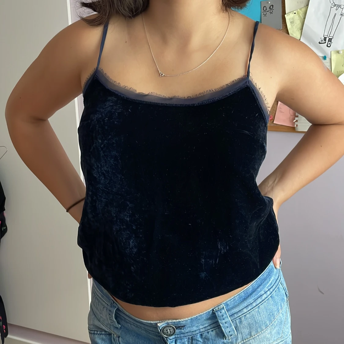 Dark blue velvet top - 91