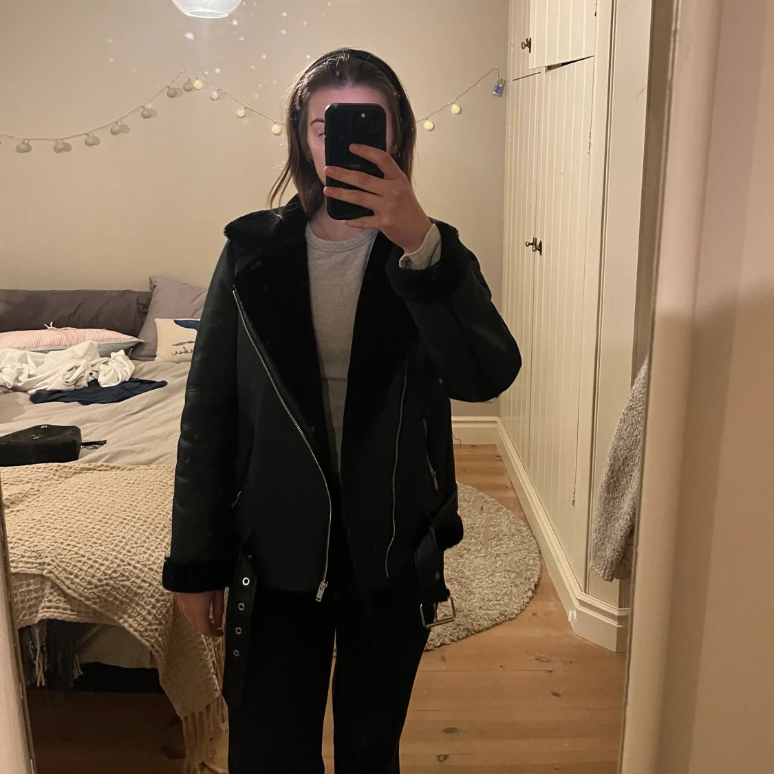 Fodrad läderjacka - 90