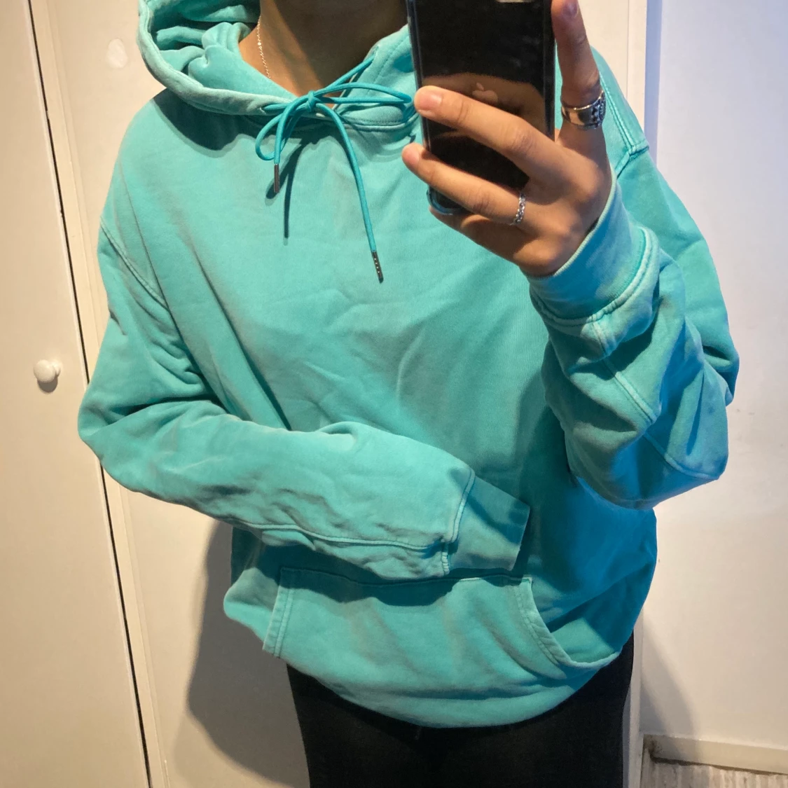Blå/turkos hoodie  - 90