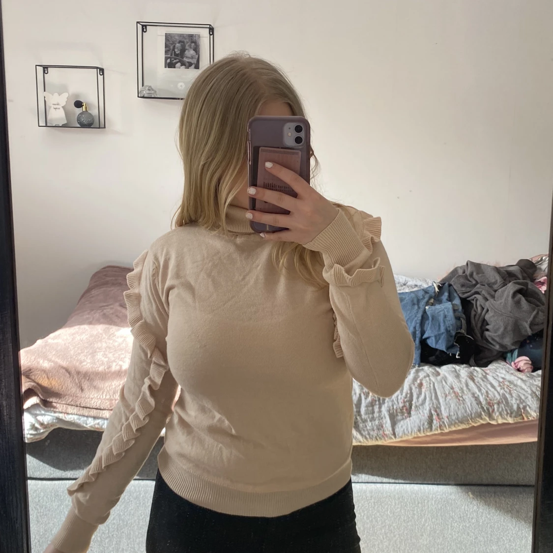 Rosa tröja med polo krage