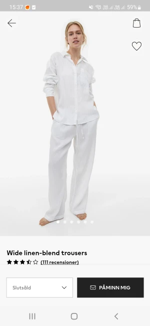 Linnebyxor  - Helt nya linnebyxor med lappen kvar. Passade inte dottern så säljer dem vidare. Storlek small. Helt slutsålda på hm. Frakt tillkommer. Kom med bud😊