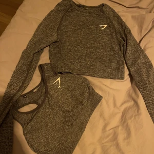 Gymshark top och tröja - Säljer denna tränings top och tränings bh från gymshark i färgen grå. Detta är ett sett som hör i hopp. Använda 3 gånger är i nyskick, stolek xs men passar s