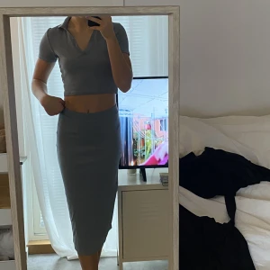 Blått set - Ljusblått set från zara med tjol och tröja. Aldrig använt så  i bra skick. Prislapp sitter kvar på kjolen. Tröja i L och kjolen i M.