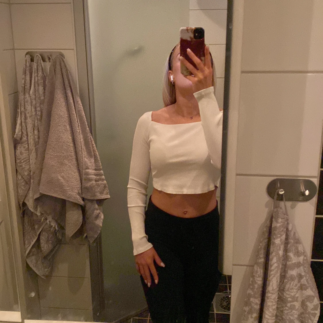 Vit ribbad tröja  - 91