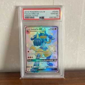 Lucario GX - Hidden Fates - Pokémon kort - PSA GEM MT 10 Lucario GX fa shiny #SV64 2019 Pokémon
