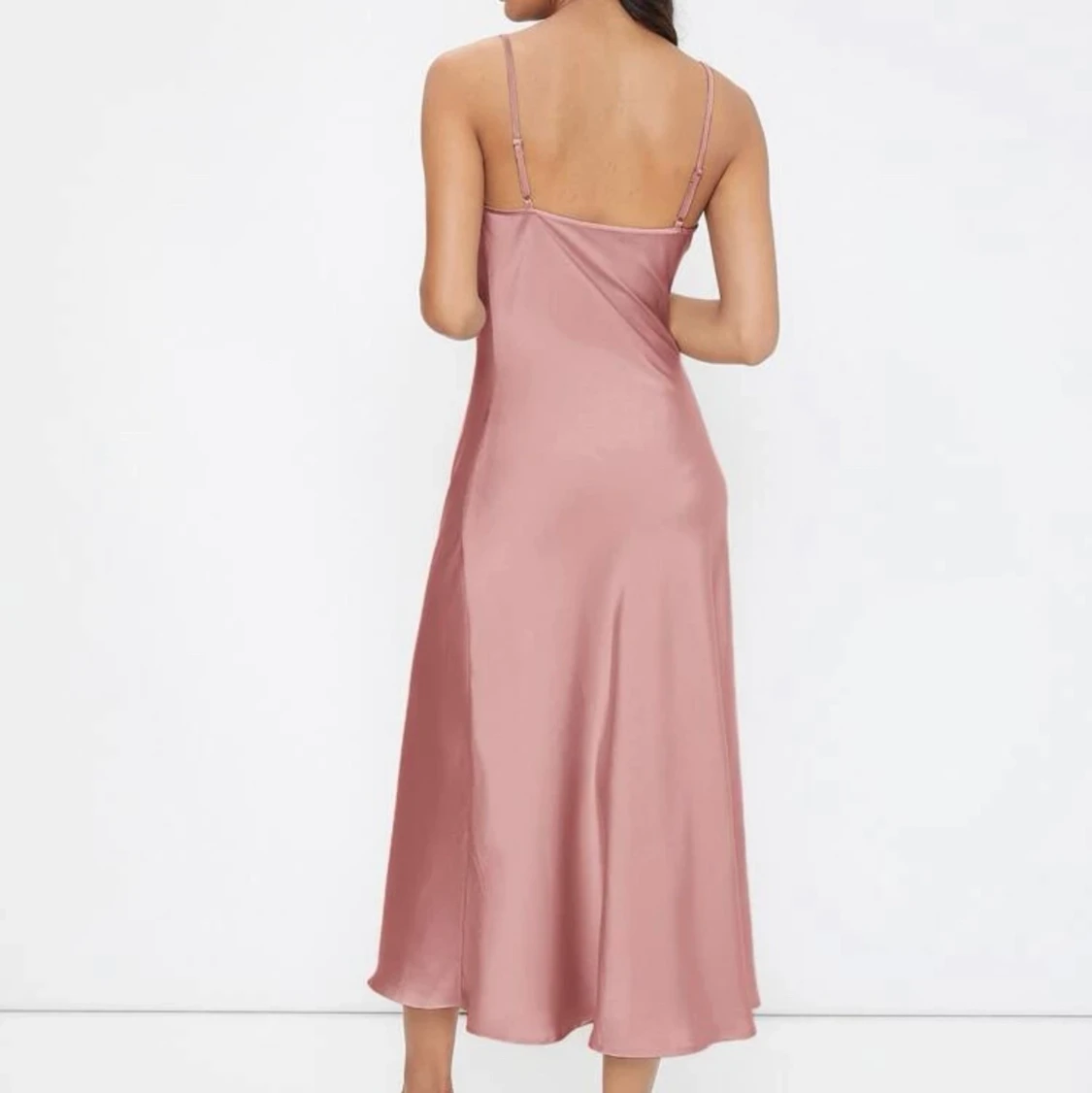 Rosa lång silkesklänning - 90