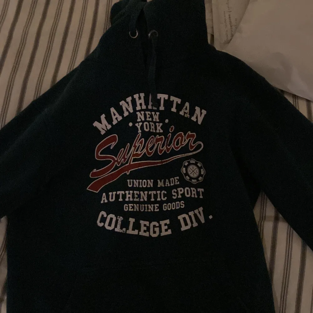 En blå super mjuk skön hoddie jag köpte på en loppis som jag använt mycket men nu har den inte kommit till användning mer.. Tröjor & Koftor.