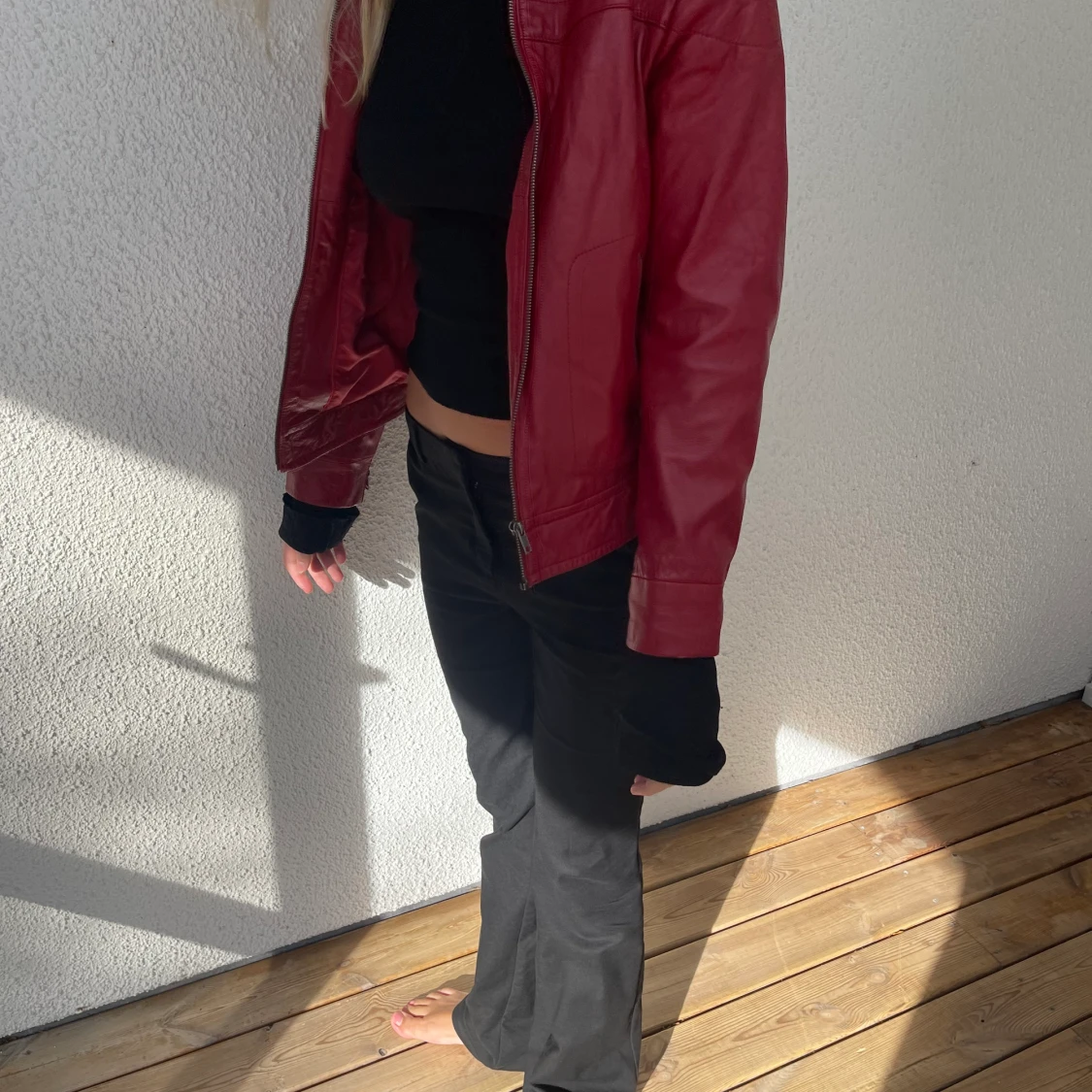 Svarta lågmidjade kostymbyxor  - 90