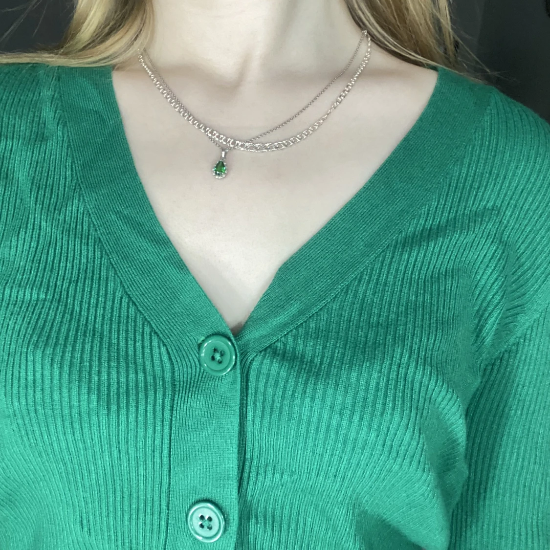 Grön ribbad tröja - 90