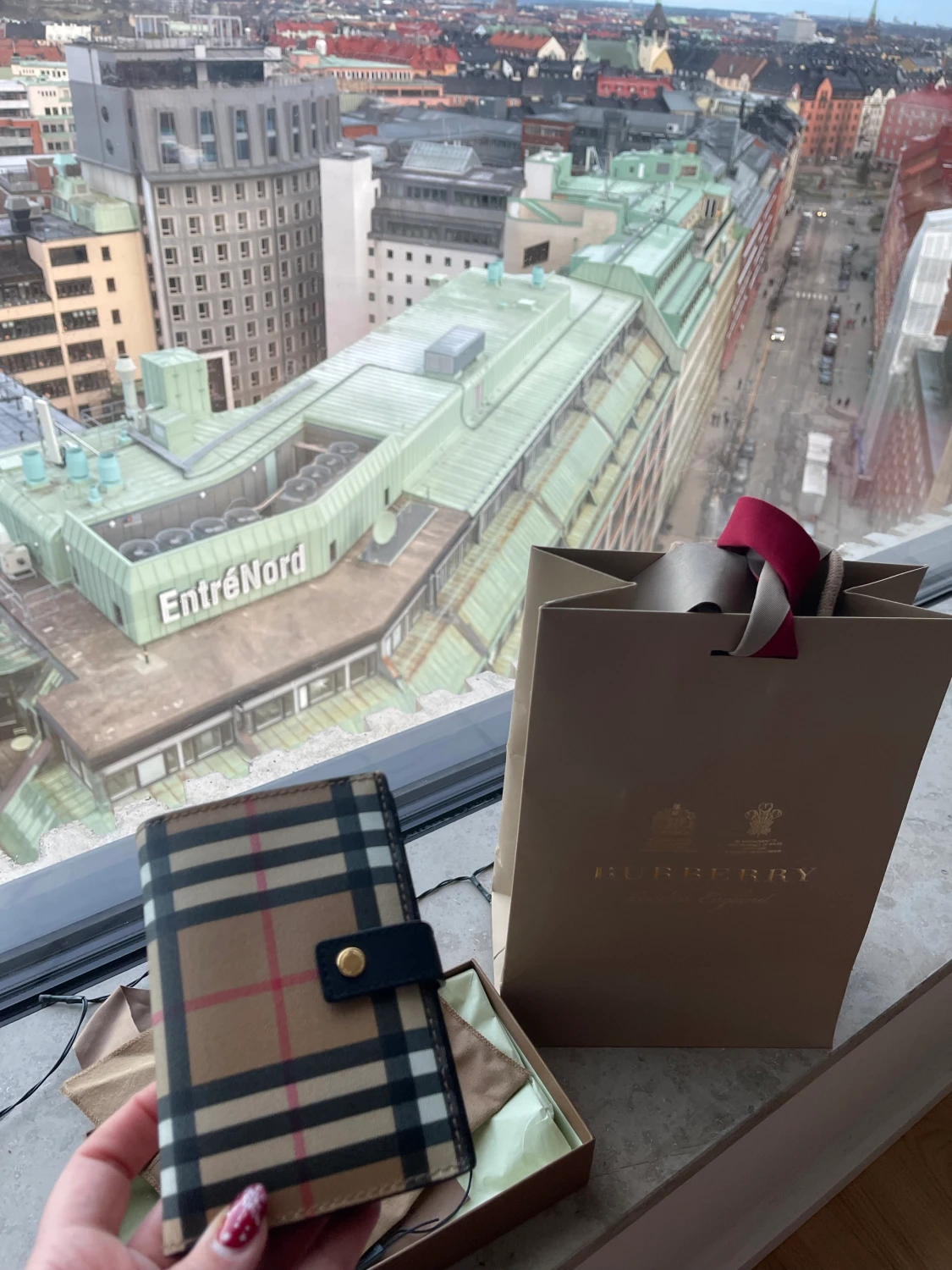 Burberry Check & Leather folding wallet