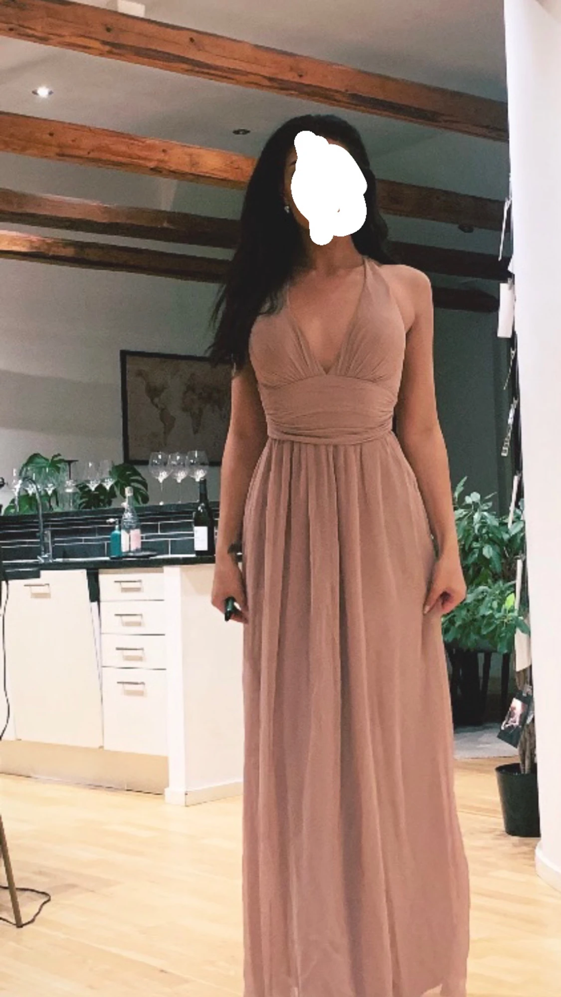 Beige/ljusrosa långklänning bubbleroom storlek S🌸 - 90