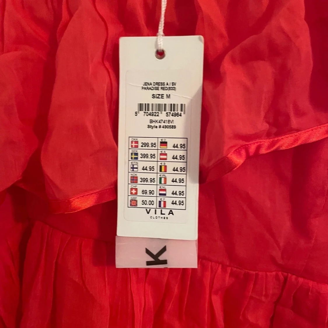 Vila korall rosa orange klänning medium - 91