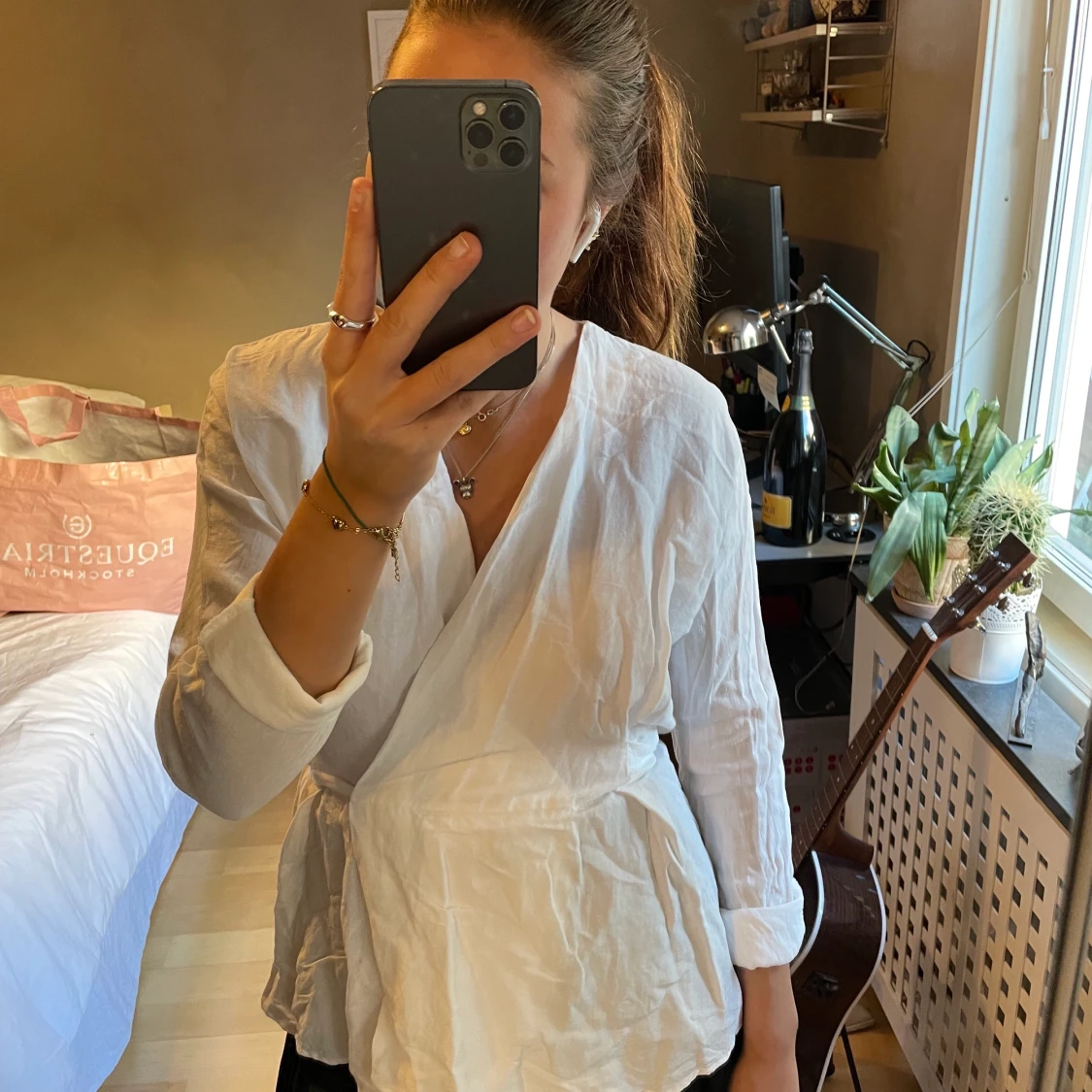 Vit långärmad tröja  - 90