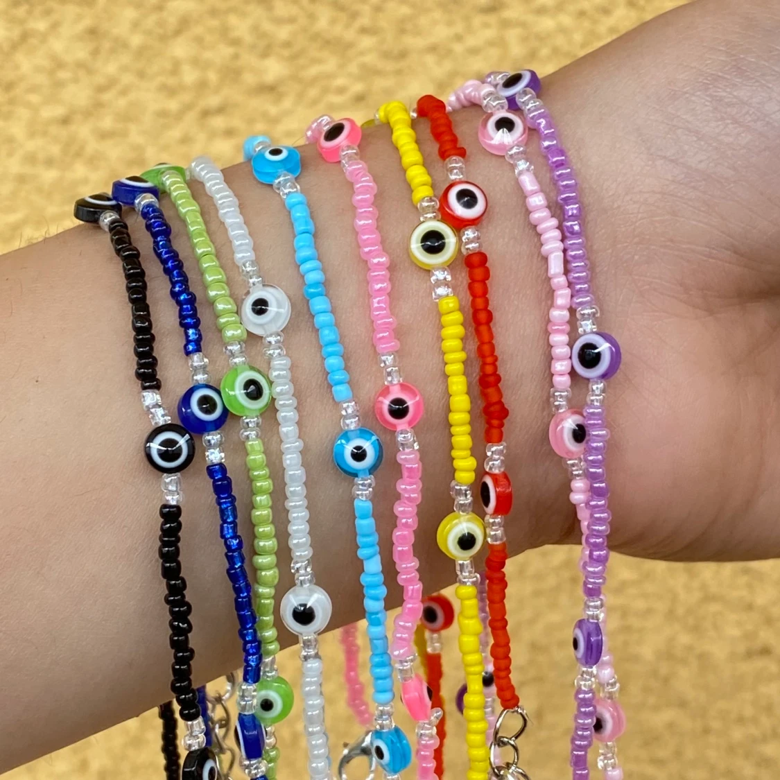 Vitt Evil eye halsband 🥥 - 90