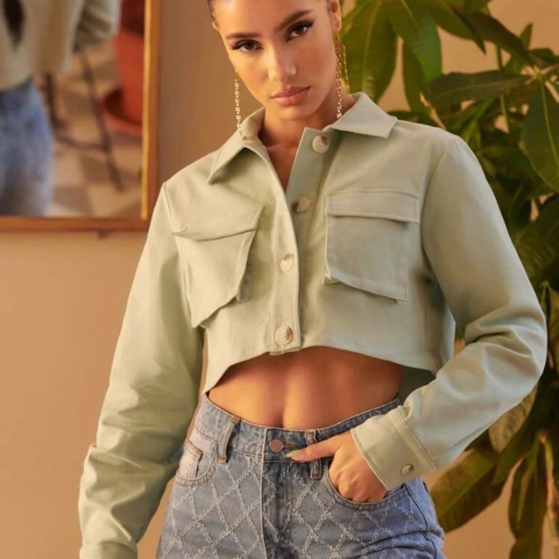 Grön kort short jacka