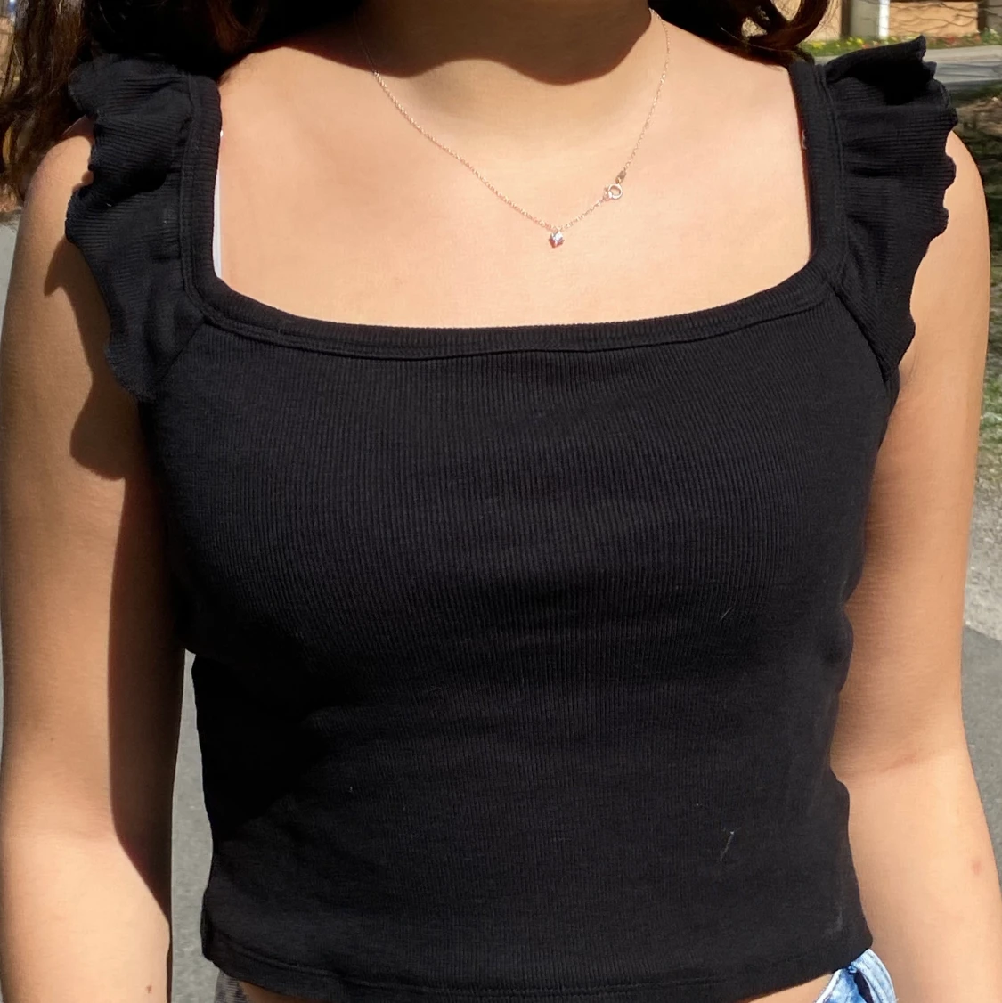 Svart crop linne - 91