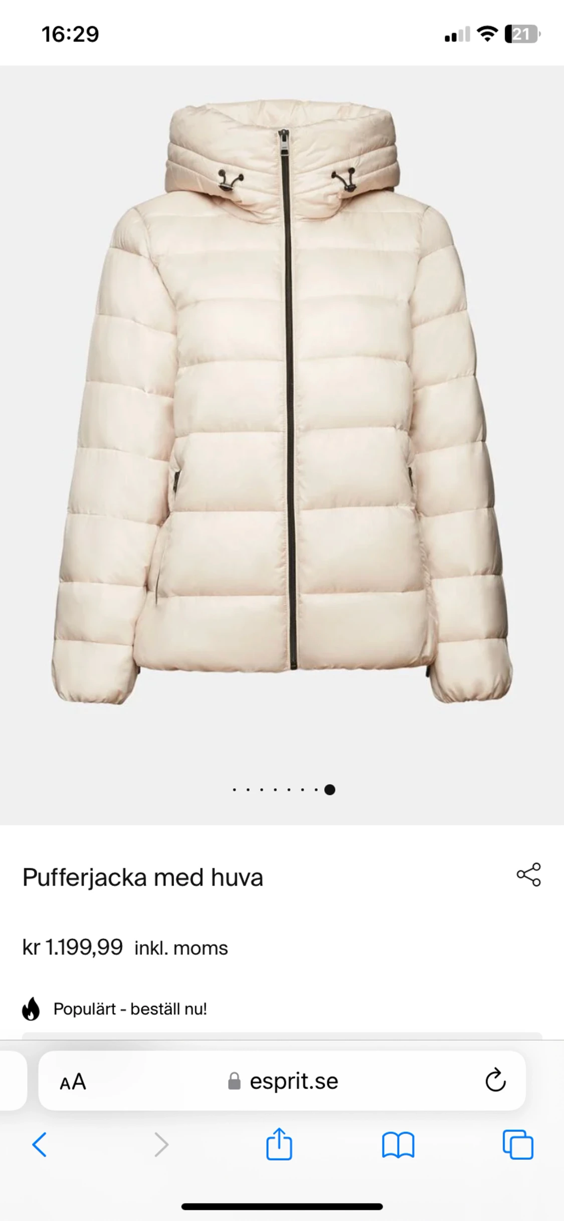 Esprit Pufferjacka med huva - 90