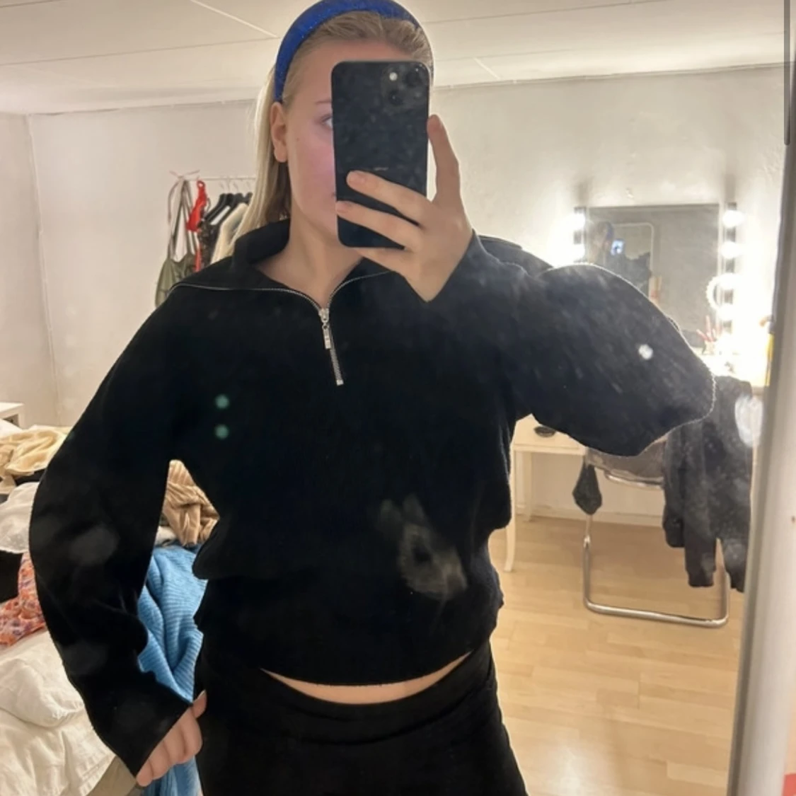 Stickad halv-zip tröja