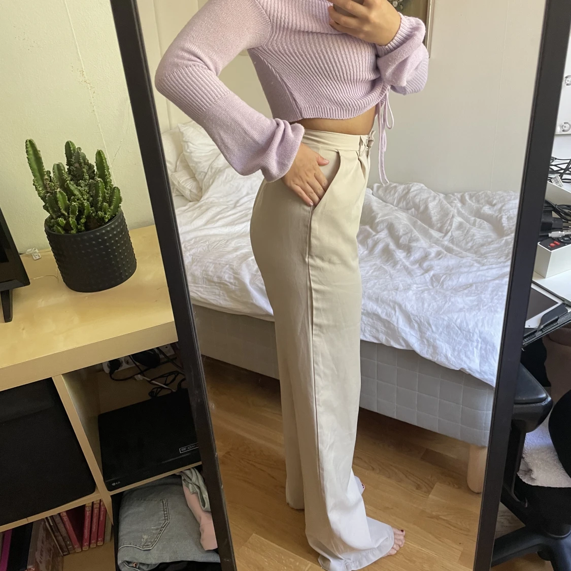 Beigea kostymbyxor - 91