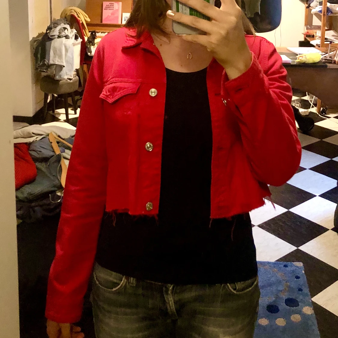 Röd jeansjacka - 90