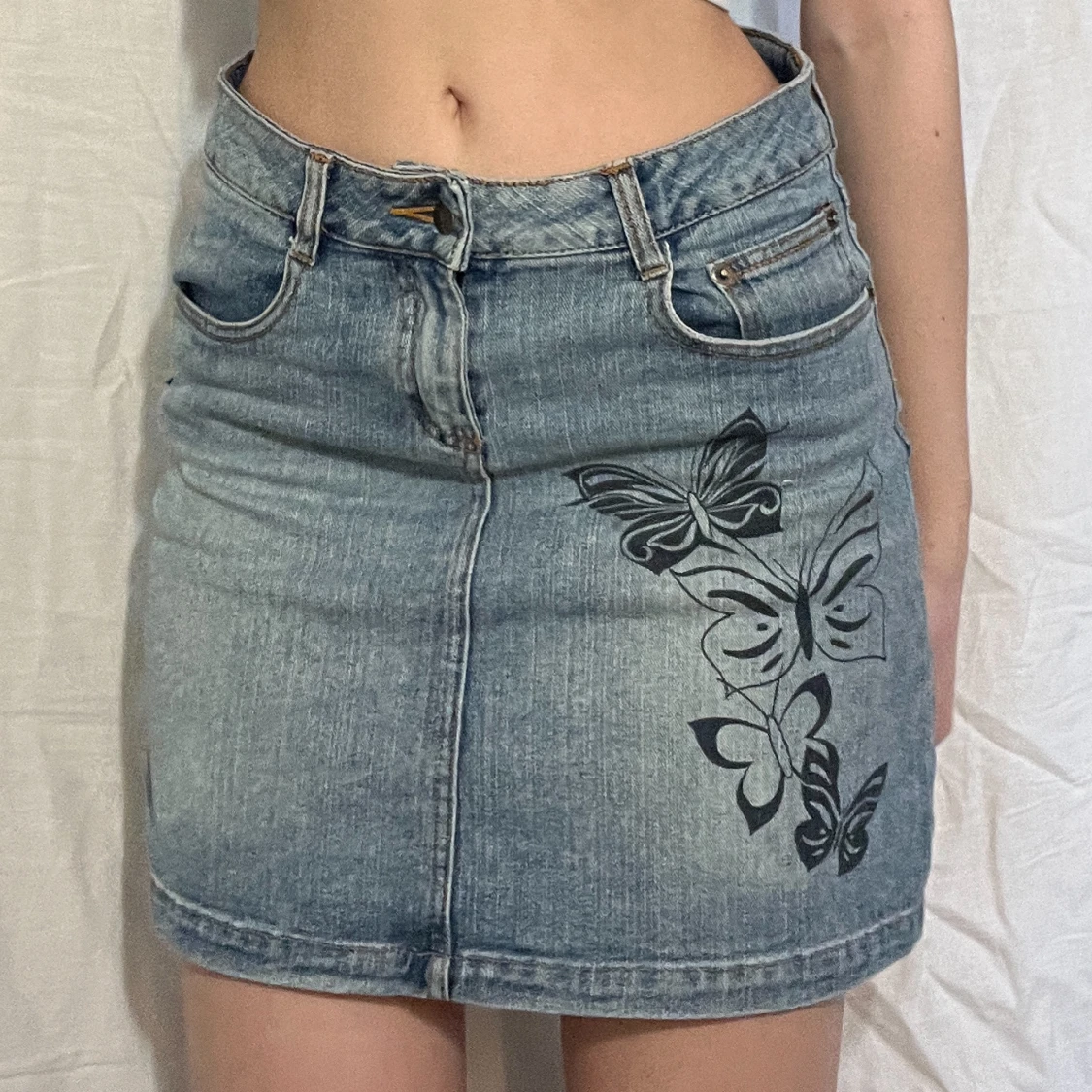 Vintage lågmidjad jeans kjol