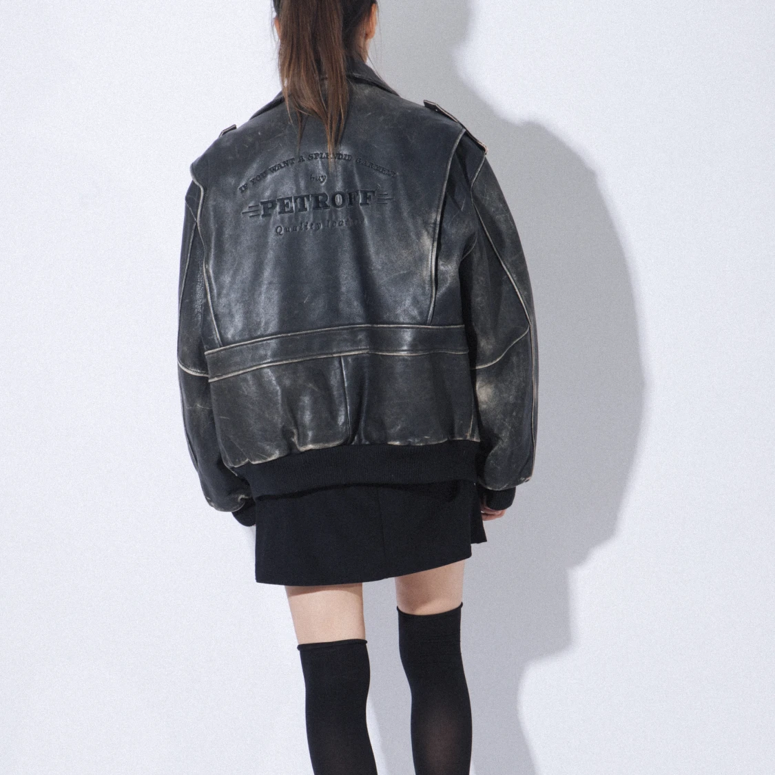 Worn leather jacket Petroff - 90