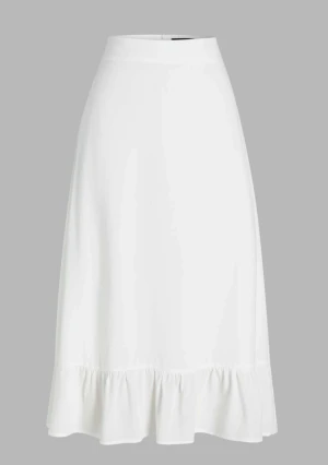 Lång vit kjol med volang nedtill - Säljer denna super söta kjol då den inte kommit till användning!☀️ Den är helt oanvänd!🤗