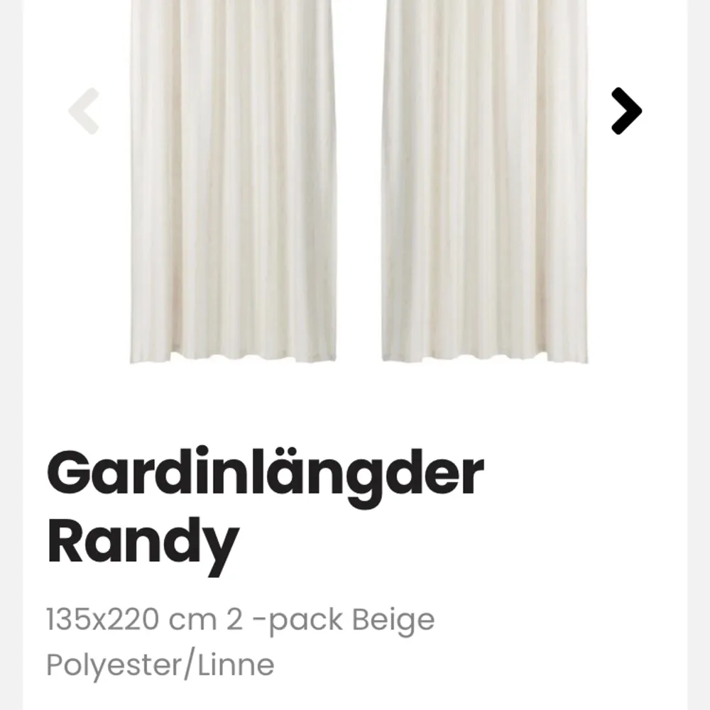 Gardiner, randy 220cm från rusta, jag säljer dom då dom va för korta och det inte går att lämna tillbaks. jag har totalt 4 gardiner och kan sälja alla 4 för 400kr, eller i par för 250kr. dom är så gott som nya! frakt är inräknat❤️. Övrigt.