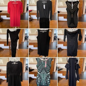 Klänningar - 30 st klänningar säljes i ett paket. Storlekar mellan 36-40, passar S-M. Några är oanvända med prislappar på.