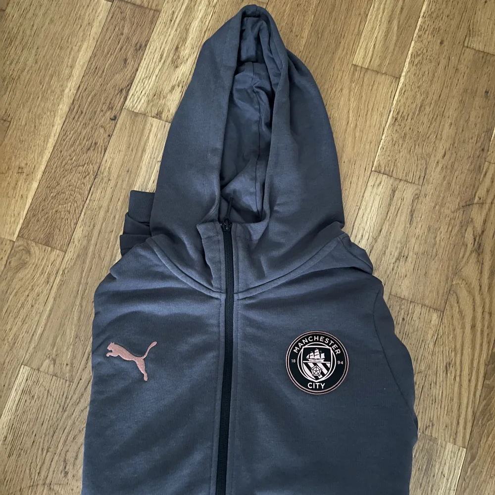 Unik hoodie från Puma med Manchester City emblem. Använd fåtal gånger och i gott skick. Storlek Large. . Hoodies.