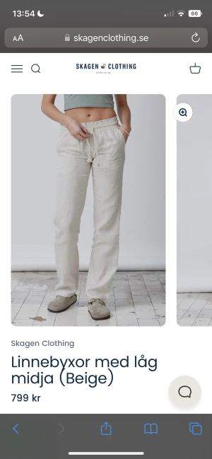 Linnebyxor - Säljer dessa lågmidjade linmebyxor då de inte passade mig, helt oanvända. Ordinarie pris är 800 så säljer de för 700. De är helt slutsålda på hemsidan